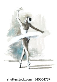 Watercolor Ballerina Hand Painted Ballet Dancer Illustration