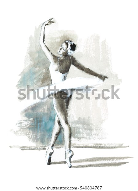 水彩バレリーナ手描きのバレエダンサーイラスト のイラスト素材