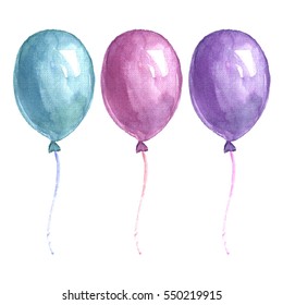 Watercolor Balloons Set.