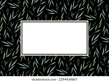 Watercolor banner with greenery branches. Template for greeting cards, wedding decorations, invitation, sales, packaging. Spring or summer design. Place for text - Powered by Shutterstock