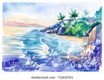 Download Watercolor Seascape Hd Stock Images Shutterstock