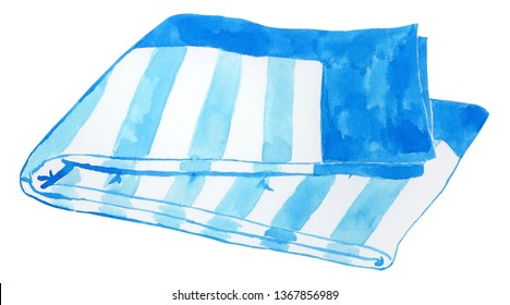 Watercolor Beach Towel Illustration Stock Illustration 1367856989 ...