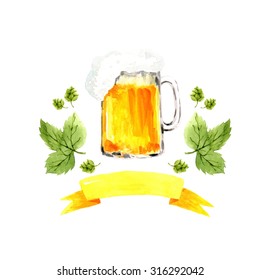 Watercolor Beer Print