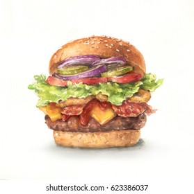 Watercolor Big Burger