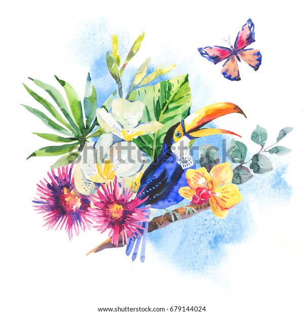 Tropical Birds Watercolor