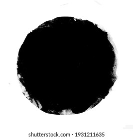 Watercolor Black Circle On White As Background