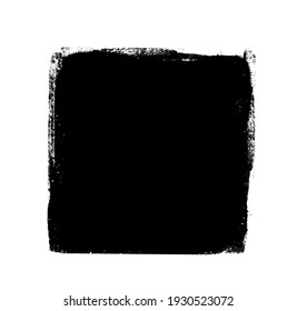 Watercolor black sqaure on white background