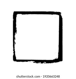 Watercolor black square on the white background