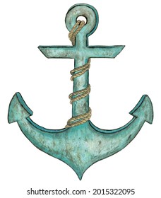 Watercolor Blue Anchor Clipart