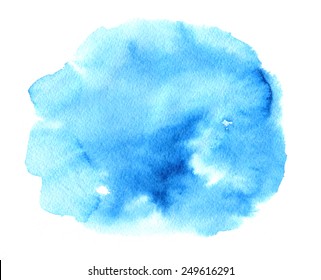 Watercolor blue background. ink