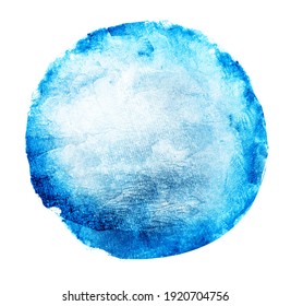 Watercolor Blue Circle On The White