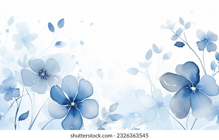 watercolor blue flowers 
hand painted background texture pattern - Powered by Shutterstock