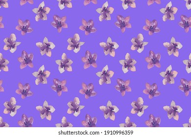 watercolor blue flowers seamless pattern