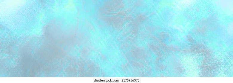 Watercolor Blue Pastel Background. Cyan Turquoise Blurred Backdrop With Aquarelle Effect. Textured Abstract Aura  Paint Splash On White Paper. Ethereal Template Screen.
