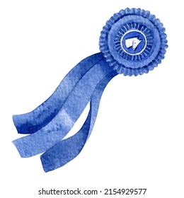 Watercolor Blue Ribbon, Winner Prize, Hunter Jumper