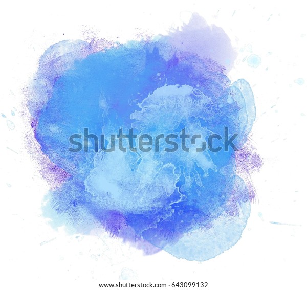 Watercolor Blue Splash Abstract Cyan Blot Stock Illustration 643099132