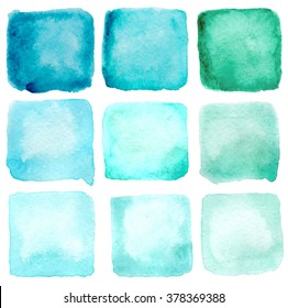 Watercolor Blue Squares Set