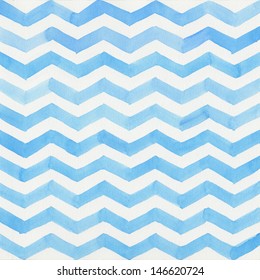 Watercolor Blue Striped Background, Chevron