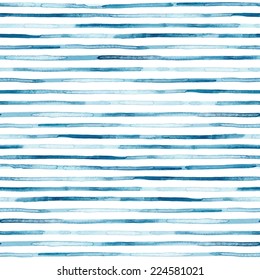 Watercolor Blue Stripes. Seamless Pattern