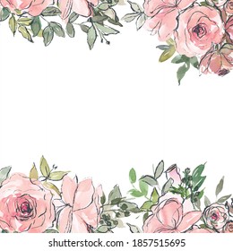 Watercolor Roses Border Images, Stock Photos & Vectors | Shutterstock