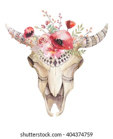 Deer Skull With Flowers Stock Illustrations Images Vectors