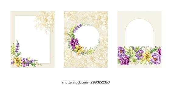 watercolor botanical stationery set, classy floral templates collection. Wedding invitation, blank banners and frames with copy space - Powered by Shutterstock