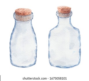 Watercolor Bottles On White Background Stock Illustration 1675058101 ...