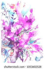 Watercolor Bouquet Flowers Beautiful Abstract Splash Stock Illustration ...