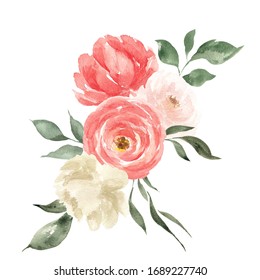 Watercolor Bouquets Hand Draw Elegant Flowers Stock Illustration 1689227740