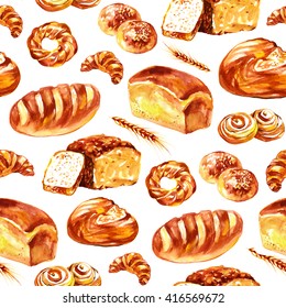 Watercolor Bread And Sweet Rolls