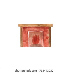 Watercolor Brick Fireplace Logotype