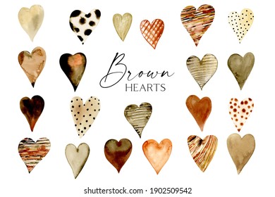 Watercolor brown hearts clipart  Black lives matter clipart  Hand painted black heart digital scrapbooking sublimation design Valentine day hearts  boho hearts