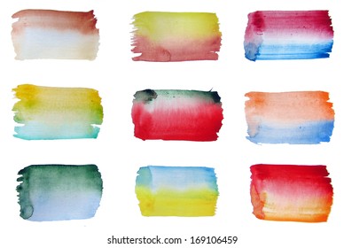 Watercolor Brush Flag Set