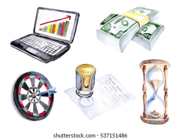 Watercolor Business Icons