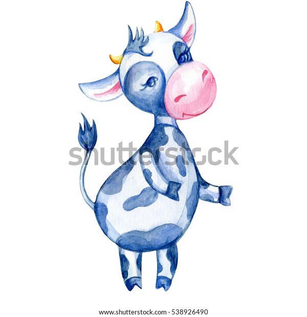 Watercolor Calf Hand Drawn Kid Cartoon Stock Illustration 538926490 ...