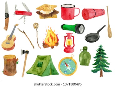 Watercolor Camping Illustration
