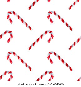 Watercolor Candy Cane Seamless Pattern