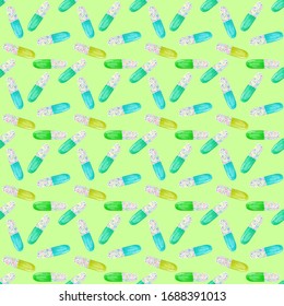 Watercolor Capsule Pill Seamless Pattern On Stock Illustration ...