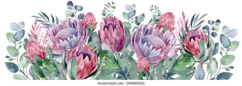 watercolor card composition of delicate flowers and plants - Powered by Shutterstock