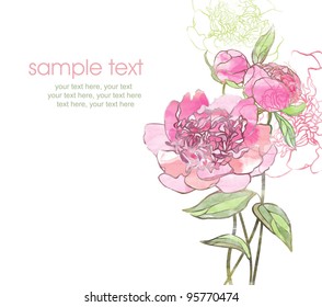 watercolor card with stylized peonies - Powered by Shutterstock