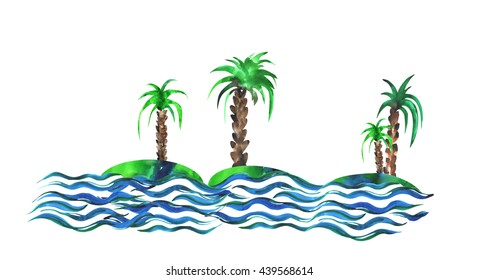 Watercolor Caribbean Seascape
