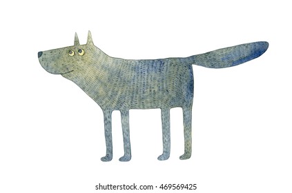 Watercolor Cartoon Wolf Stock Illustration 469569425 | Shutterstock