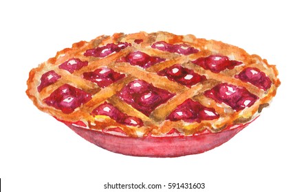 Watercolor Cherry Pie