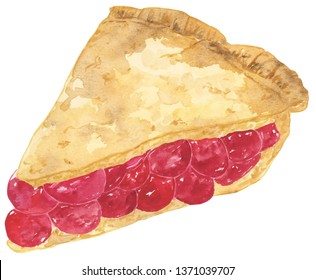 Watercolor Cherry Pie Illustration