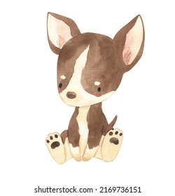 Watercolor Chihuahua Dog Illustration Kids Stock Illustration ...