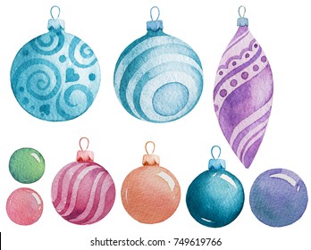 Watercolor Christmas Balls