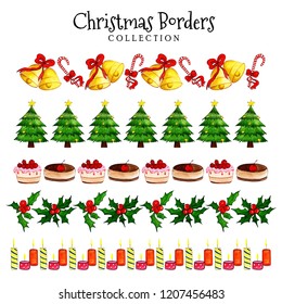 Watercolor Christmas Borders Collection Stock Illustration 1207456483 ...