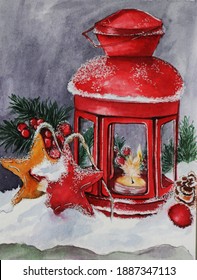 2,554 Watercolor Christmas Lantern Images, Stock Photos & Vectors ...