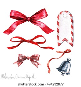 Watercolor Christmas Clipart - Bows