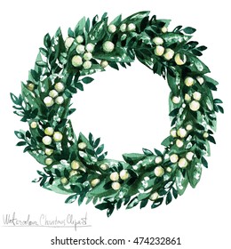 Watercolor Christmas Clipart - Wreath